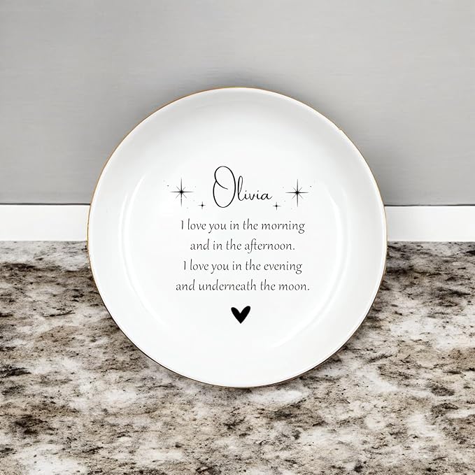 HatafaFurni Custom Daughter Ring Dish from Mom, Daughter Christmas Gift, Trinket Tray for Her, Personalized Jewelry Dish Gifts for Granddaughter, Gifts for Her