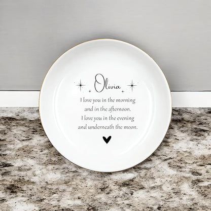 HatafaFurni Custom Daughter Ring Dish from Mom, Daughter Christmas Gift, Trinket Tray for Her, Personalized Jewelry Dish Gifts for Granddaughter, Gifts for Her