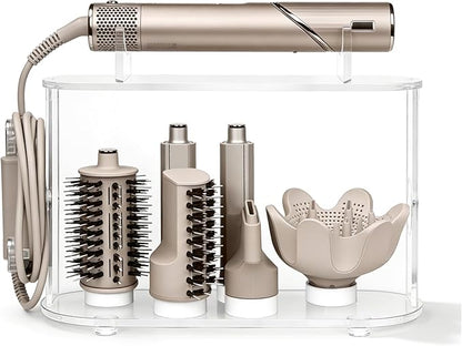 Affogato Storage Holder Compatible with Shark FlexStyle HD430C, Desktop Organizer for Storage Attachments, Acrylic Hairdryer Rack with Cord Hanger for Accessories Curlers Brushes Diffuser