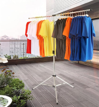 Foldable Portable Space Saving Clothes Drying Rack, Heavy Duty Stainless Steel Laundry Drying Racks, Adjustable High Capacity Garment Rack, with Windproof Hooks.