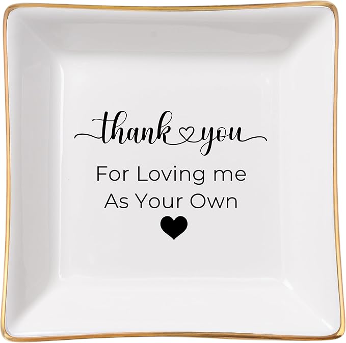 COZITED Bonus Mom Gifts for Step Mom Ring Dish Jewelry Tray for Mother in Law Birthday Mothers Day Valentine's Christmas Stepmom Gift, Thank You for Loving Me As Your Own Mother in Law Wedding Gifts