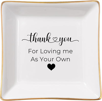 COZITED Bonus Mom Gifts for Step Mom Ring Dish Jewelry Tray for Mother in Law Birthday Mothers Day Valentine's Christmas Stepmom Gift, Thank You for Loving Me As Your Own Mother in Law Wedding Gifts