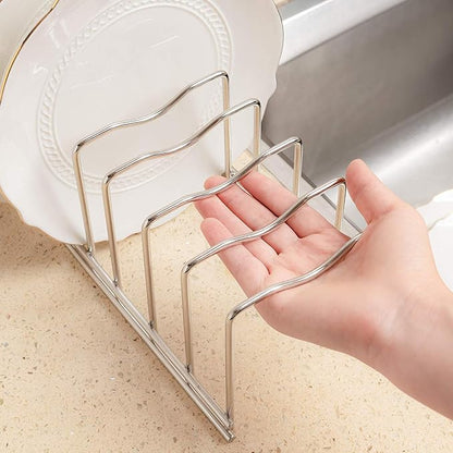 SANNO Pot Lid Organizer Pot Lid holder, Pots and Pans Organizer Drawer Plate Organizer for Bakeware Dish Plate, Cutting Boards, Pots & Pans, Serving Trays, Reusable Containers in Cabinet Pantry