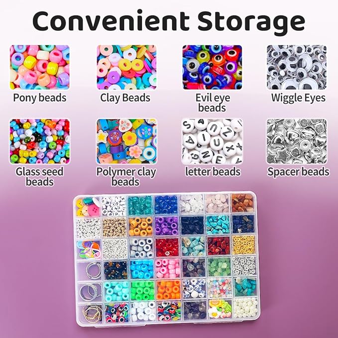 Eppingwin 42 Grids Bead Organizer, Craft Organizers and Storage, Acrylic Organizers, plastic Bead Organizer Box for Crafts Organizing Storing (2 pcak)