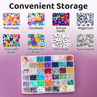 Eppingwin 42 Grids Bead Organizer, Craft Organizers and Storage, Acrylic Organizers, plastic Bead Organizer Box for Crafts Organizing Storing (2 pcak)