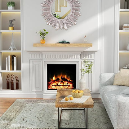 ROOMTEC Fireplace Mantel, 60" Wood Floating Fireplace Shelf, Wall Mounted Handcrafted Wood Brack, Mantels Over Fireplace with Upgraded Resin End Caps,60" W x 8" Dx 3" H, Aged Oak