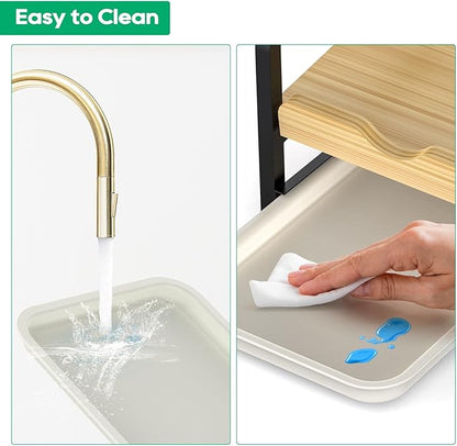 Laundry Detergent Holder Liquid Laundry Detergent Riser, Laundry Detergent Stand, Liquid Detergent Holder with Drip Tray for Laundry Room Organization (Tilted-Black)