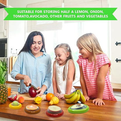 AWLGAK Avocado Saver and Onion Holder -Set of 4 Reusable Fruit and Veggie Savers for Fridge - BPA-Free, Prevent Flavor Mixing, Keep Fresh (Green, Brown, Red And Yellow)