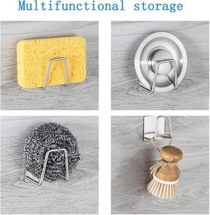 LEFTSTARER 8 Pack Sink Sponge Holder for Kitchen Sink Premium SUS304 Stainless Steel Rustproof Waterproof Quick Drying Small Strong Adhesive Sponge Holder