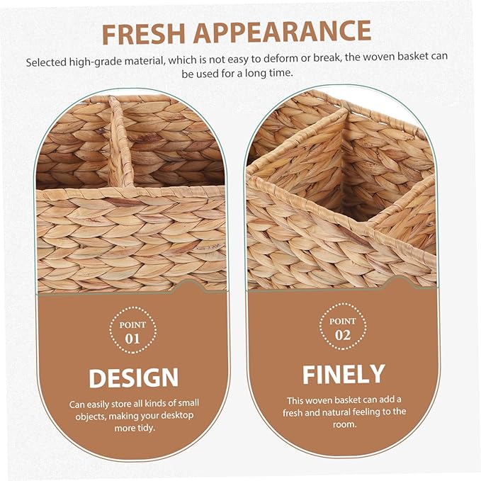CHILDWEET Woven Storage Basket Lid Decorative Straw Basket for Kitchen Bathroom Office
