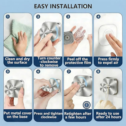 IGDALAR Suction Cup Hooks 4 Pack - Heavy Duty Vacuum Towel Hooks (Max Load 15 lbs) for Shower, Removable Waterproof Wall Hangers for Bathroom Glass, Window & Kitchen (Silver)