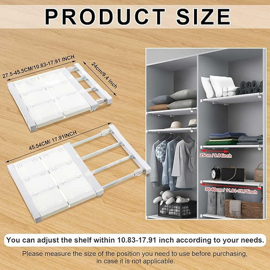 Gerrii 6 Pcs Closet Tension Shelf Rod Expandable Shelf Locker Organizer Adjustable Metal Storage Rack Scalable Layered Divider Separator for Cabinet Wardrobe Kitchen Bathroom (10.83''-17.91'')