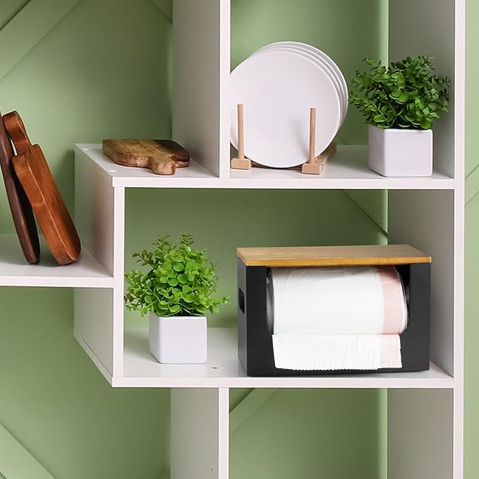 Trash Bag Dispenser,Wood Garbage Bag Dispenser,Stackable Trash Bag Holder,Under Sink for Kitchen, Pantry, Laundry Room, Cabinet Organizer and Storage