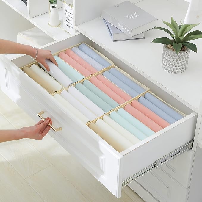 Qozary 4 Pack Drawer Organizers for Clothing, 10 Grids Foldable Dresser Drawer Organizers, Clothes Organizer for Folded Clothes, T-shirt, Tank Tops, Camisoles, Underwear, Leggings, Baby Clothes