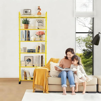 6-Tier Slim Storage Cart with Wheels,6in Narrow Rolling Shelf,Sturdy Slim Storage Ideal for Kitchen, Bathroom, and Laundry Room, Yellow