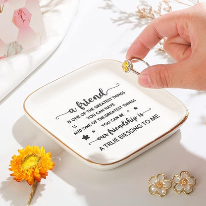 PUDDING CABIN Friendship Gifts for Women Friend Jewelry Dish Our friendship is a true blessing to me Friend Birthday Gifts for Women Christmas Gifts for Friends Female