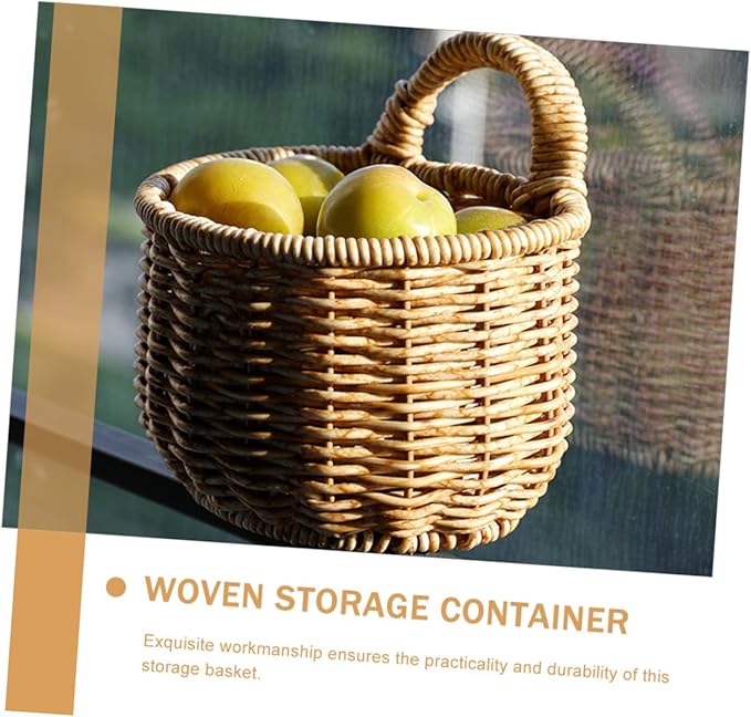 Woven Storage Basket for Kitchen Hanging and Garlic Organizer Wall-mounted Container for Clutter Spaces Neat Sundries Storage and Design