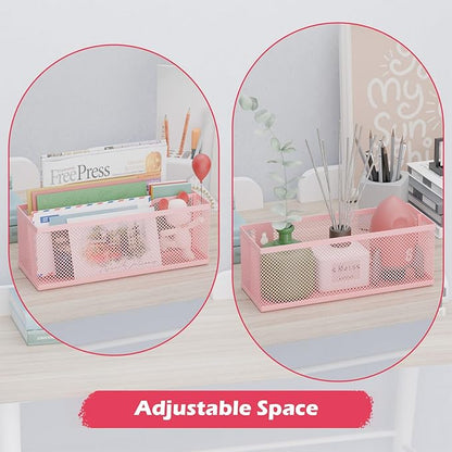 Mail Holder Countertop, Mail Organizer with 2 Slots, Mail Basket Wall Mounted Desktop Mail Sorter Letter Holder Box Envelope Organizer for Home Office, Pink