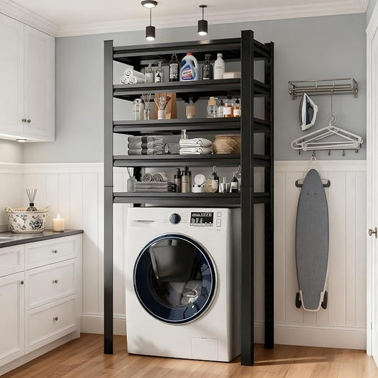 Over Washer and Dryer Shelves,5 Tier Adjustable Height Shelving,Space Saving Shelf,Adjustable Easy to Install,Space Saver Laundry Shelf Organizer,78”H*13.8”D*35.4“W