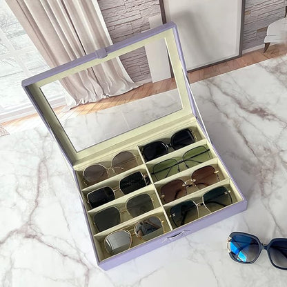 UnionPlus 8-Slots Sunglasses Case Organizer, Eyeglass Glasses Display Holder Collector, Multiple Sunglasses Storage Case, Violet