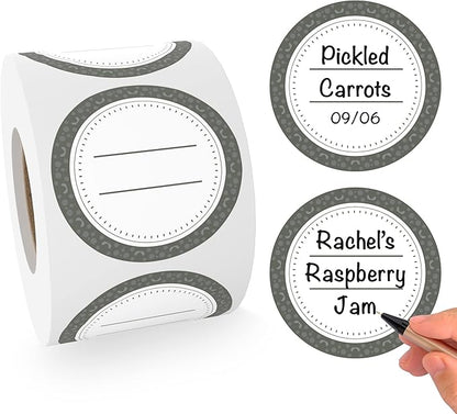 Canning Labels Dissolvable Stickers for Mason Jars and More (2" Round 200/roll) Canning Supplies Washes Off in Seconds Like Magic - Jar Labels Homemade Jam, Jelly, and More (Granite)