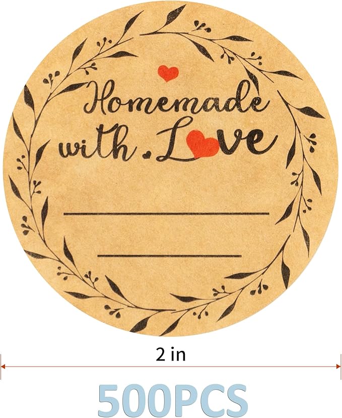 Jam and Jelly Jar Canning Labels for Mason Jars and More(2" Round 500/roll) with Lines for Writing- Jar Labels Jam, Jelly, and More (brown10)