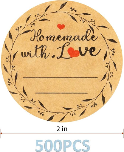 Jam and Jelly Jar Canning Labels for Mason Jars and More(2" Round 500/roll) with Lines for Writing- Jar Labels Jam, Jelly, and More (brown10)
