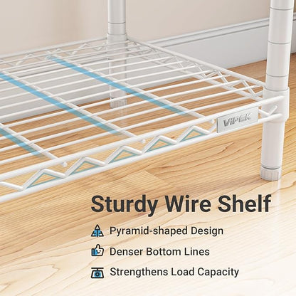VIPEK V7C Garment Racks with Cover Portable Closets for Hanging Clothes, Heavy Duty Clothes Rack with Shelves Metal Closet Wardrobe, Max 670lbs, White Rack with Black Upgraded Polyester Cover