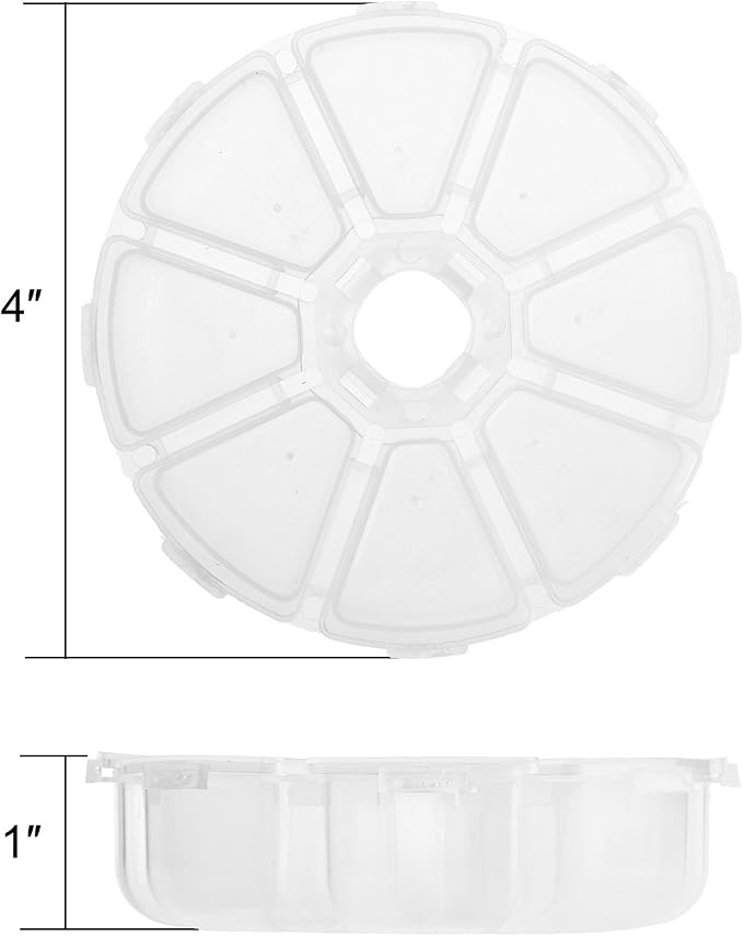 Cosmos 3 Pcs Clear 8 Compartment Round Jewelry Bead Storage Organizer Display Containers Case Box