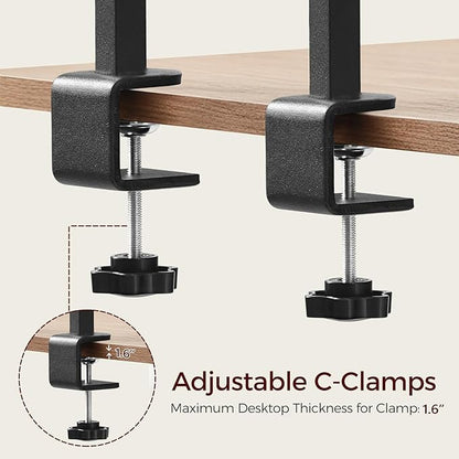 Clamp On Desk Organizer, 3-Tier Desktop Bookshelf, Adjustable Desk Storage Shelf, Metal Frame, for Office, Study and Game Room, Rustic Brown DSHR3601