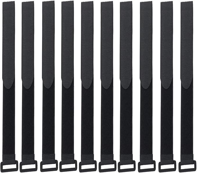 Fastening Hook and Loop Cable Straps,10Pack Black Self-Adhesive Cable Ties,Nylon Securing Straps with Buckles,Adjustable and Reusable Cinch Straps for Cords Organized and Tidy(1" x 31")
