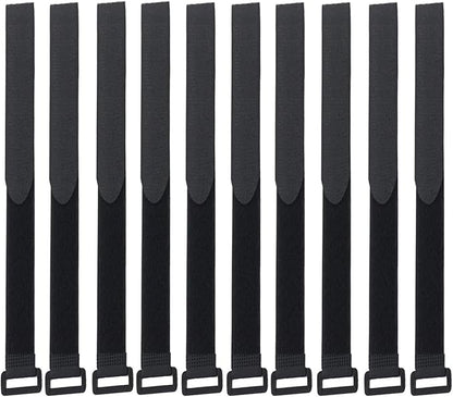 Fastening Hook and Loop Cable Straps,10Pack Black Self-Adhesive Cable Ties,Nylon Securing Straps with Buckles,Adjustable and Reusable Cinch Straps for Cords Organized and Tidy(1" x 31")