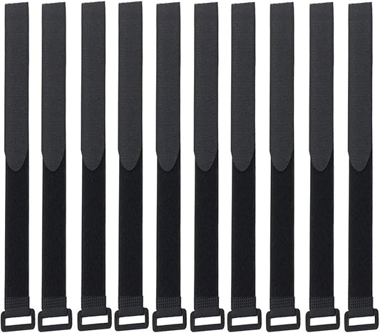 Fastening Hook and Loop Cable Straps,10Pack Black Self-Adhesive Cable Ties,Nylon Securing Straps with Buckles,Adjustable and Reusable Cinch Straps for Cords Organized and Tidy(1" x 31")