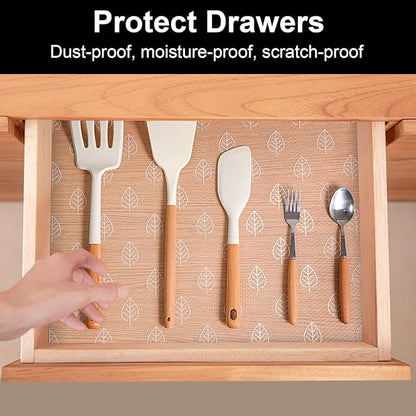 Cooyes Shelf Liners for Kitchen Cabinets Refrigerator Liners Waterproof & Oil-Proof Kitchen Cupboard Liner Drawer Mats EVA Material Non Adhesive Fridge Liner for Shelves