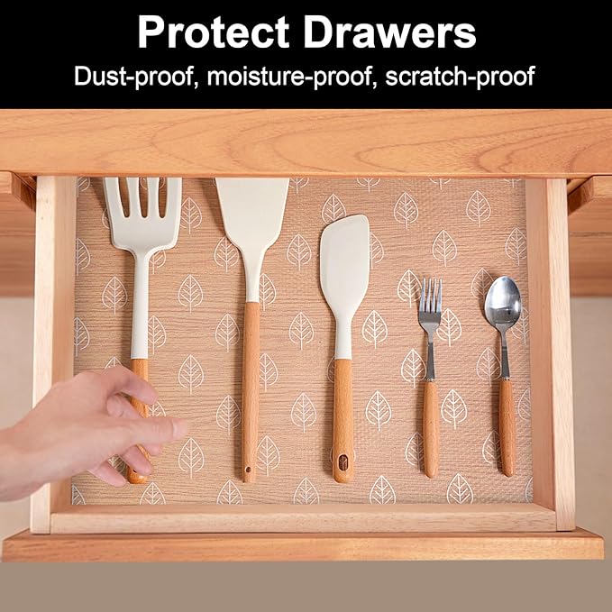Cooyes Shelf Liner Drawer Liners, Shelf Liners for Kitchen Cabinets, Non-Adhesive Cabinet Liner, EVA Waterproof Non-Slip Refrigerator Liners for Kitchen Drawers