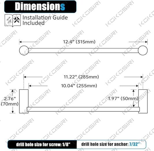 KOKOSIRI Bathroom Towel Holder 12-Inch Hand Towel Bars Wall Mounted Bathroom Hardware Accessories Oil Rubbed Bronze Stainless Steel, B4007ORB-L12