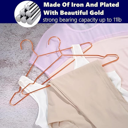 Amber Home 30 Pack 17" Rose Gold Strong Metal Hanger, Copper Clothes Hangers, Heavy Duty Coat Hangers, Standard Suit Hangers for Jacket, Shirt, Dress (Copper, 30)