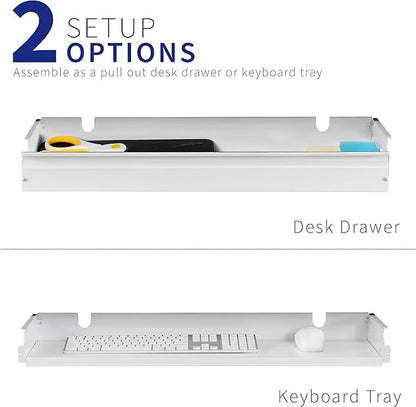 VIVO Large 33 inch Under Desk Slide Out Storage Drawer Organizer, White, DESK-DR33-W