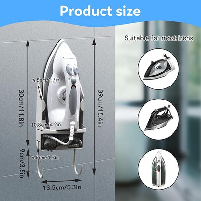 Ironing Board Hanger Wall Mount, Electric Iron and Iron Board Holder for Household Bathroom, Laundry Room(White)