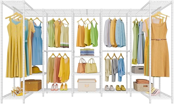 VIPEK U70 Extra Large Garment Rack Heavy Duty Clothes Rack, Freestanding Portable Closet for Bedroom Storage Wardrobe Organizer Wire Closet for Hanging Clothes, Load 1670lbs, White