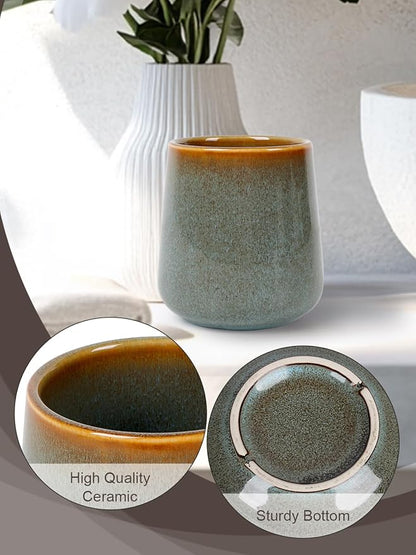 INGOFIN Ceramic Toothbrush Holder Cup, 12 oz Toothpaste Holder for Bathroom Vanity and Countertop, Organizer for Cosmetic, Makeup, Office Pencils, for Hotel Apartment, Kiln-Glazed