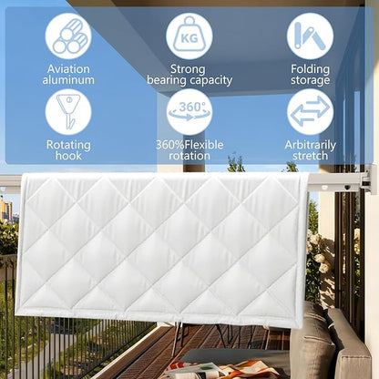 Clothes Drying Rack, Upgrade 3-Fold Wall Mounted Drying Rack Clothing, Laundry Space Saver Retractable Collapsible for Indoor Outdoor Balcony,Laundry,Bathroom, White