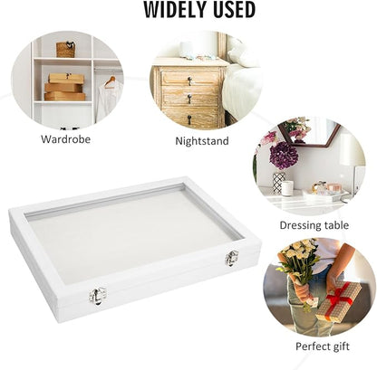 Rings Organizer Tray 100 Slot Velvet Ring Earring Storage Box TranSparent Cover Jewelry Store Ring Display Box Jewelry Display Cabinet for Girl Wife Mother