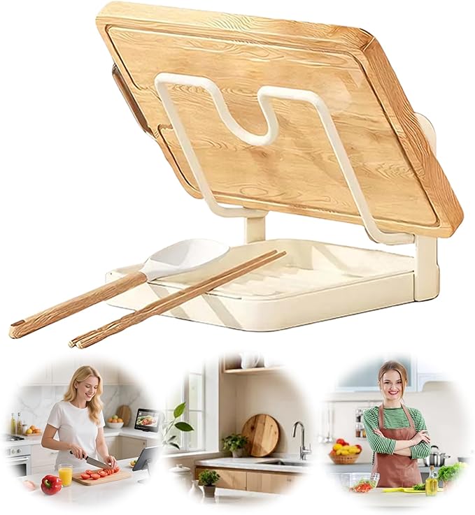 Pot Lid Organizer and Holder, Kitchen Countertop Storage Rack with Removable Drip Tray & Spoon Rest, 1-Tier Space-Saving Stand for Pots and Pans Lids