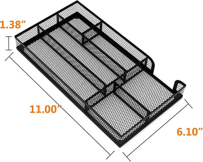 Desk Drawer Organizer, Metal Mesh Dividers Organizer (Blak-2P, Small)