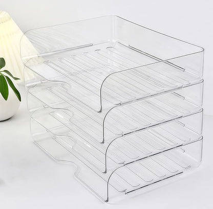 4-Tier Large-Capacity Paper Organizer, Clear Stackable Desk Organizer & Acrylic Paper Tray, Transparent & Easy Access,Desk File Organizer for Home Office & School