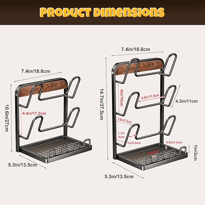 Lid Holder While Cooking, Countertop Pot Lid Organizer, To Keep Cooking Utensils Handy, Comes with A Draining Tray, Suitable for Holding Pot Lids and Spoons for Pots, Pans Two stories