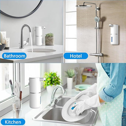 Automatic Soap Dispenser Touchless, USB Rechargeable Automatic Liquid Soap Dispenser, 12.8oz/380mL, 4 Level Adjustable, 1500mAh Smart Wall Mounted for Bathroom Kitchen Dish/Hand Soap