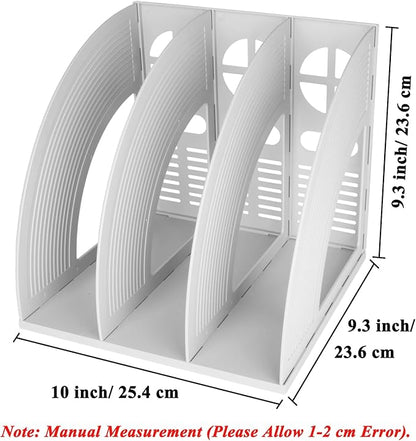 SAYEEC 2Pcs Magazine Holder Plastic File Sorter Binder Holder for Desk Folder Organizer Stand Book Shelf Dividers Vertical Filling Storage Rack Desktop Bookshelf Display Box for Office School (Grey)