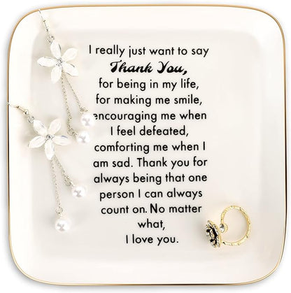 PUDDING CABIN Thank You Gift for Women Mom Teacher Coworkers Ring Dish-Thank You for Always Being That One Person I can Count On, I Love You for Mom, Appreciation Gifts for Women